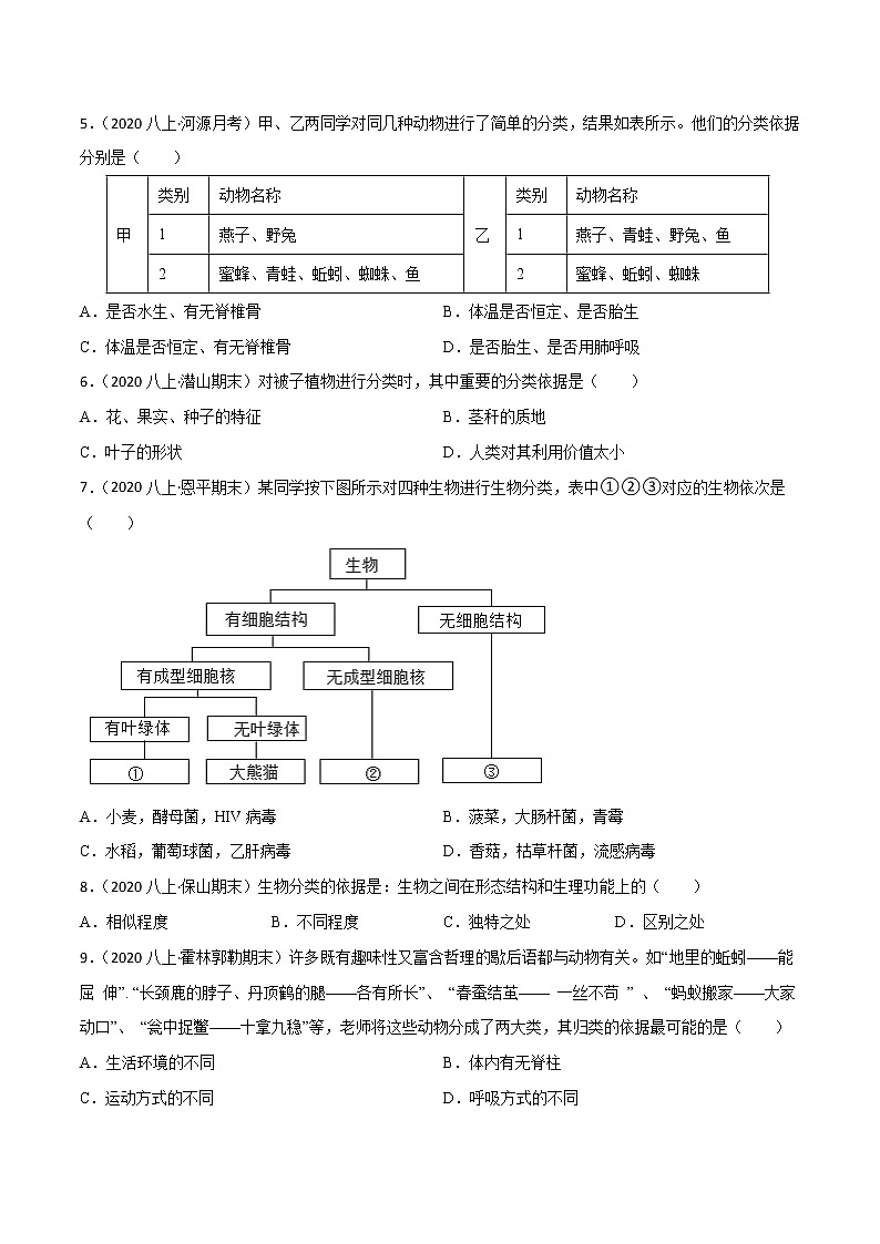 专题06 生物的多样性及其保护（知识梳理 专题过关）-八年级生物上学期期中期末考点大串讲（人教版）02