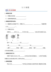 初中生物人教版 (新课标)八年级上册第五章  病毒测试题