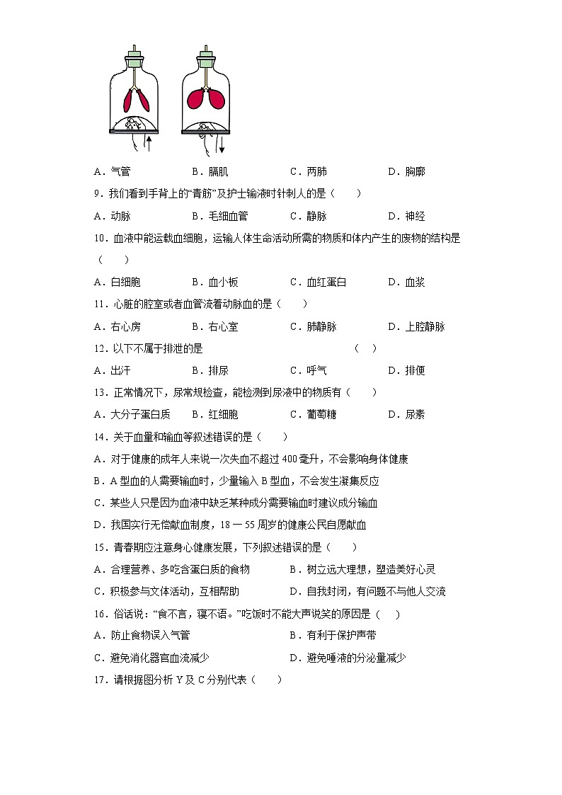 吉林省长春汽车经济技术开发区2021-2022学年七年级下学期线上教学质量检测（期中）生物试题(含答案)第2页