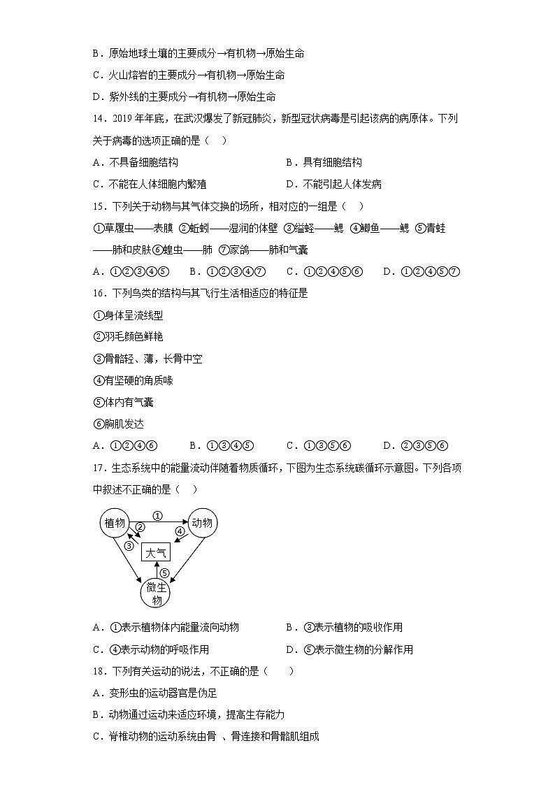 湖南省常德市临澧县2022-2023学年八年级上学期期中生物试题(含答案)第3页