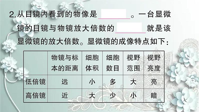 人教版生物七年级上册 第一节 练习使用显微镜 课件08