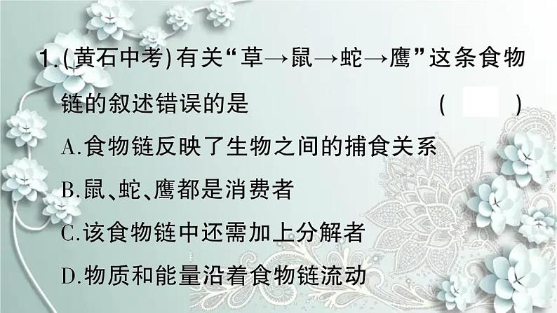 人教版生物七年级上册 微专题二 食物链和食物网 课件第2页