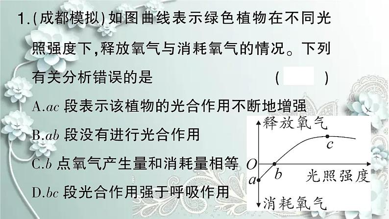 人教版生物七年级上册 微专题五 三大生理作用有关的曲线分析 课件02