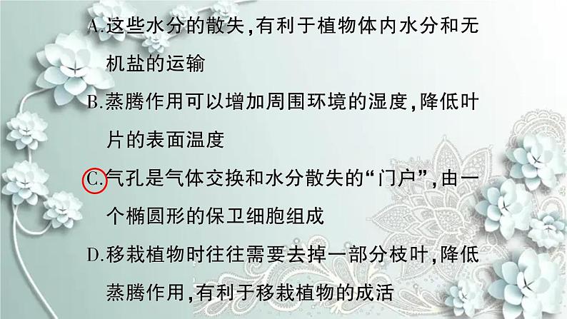 人教版生物七年级上册 第三单元第三~六章总结训练 课件第8页