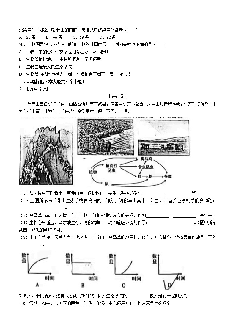 山西省太原市2022-2023学年七年级上学期期中生物试题(含答案)第3页