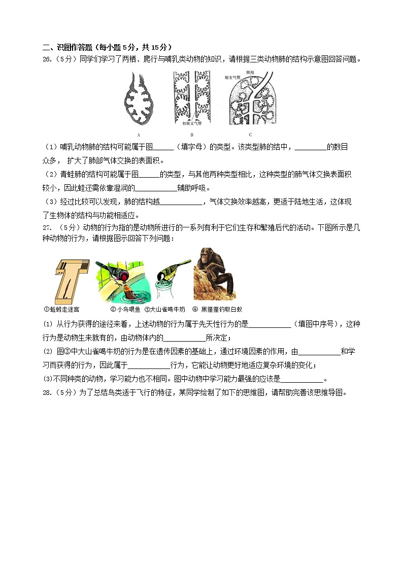 湖南省长沙市实验教育集团2022-2023学年八年级上学期期中考试生物试题（含答案）03