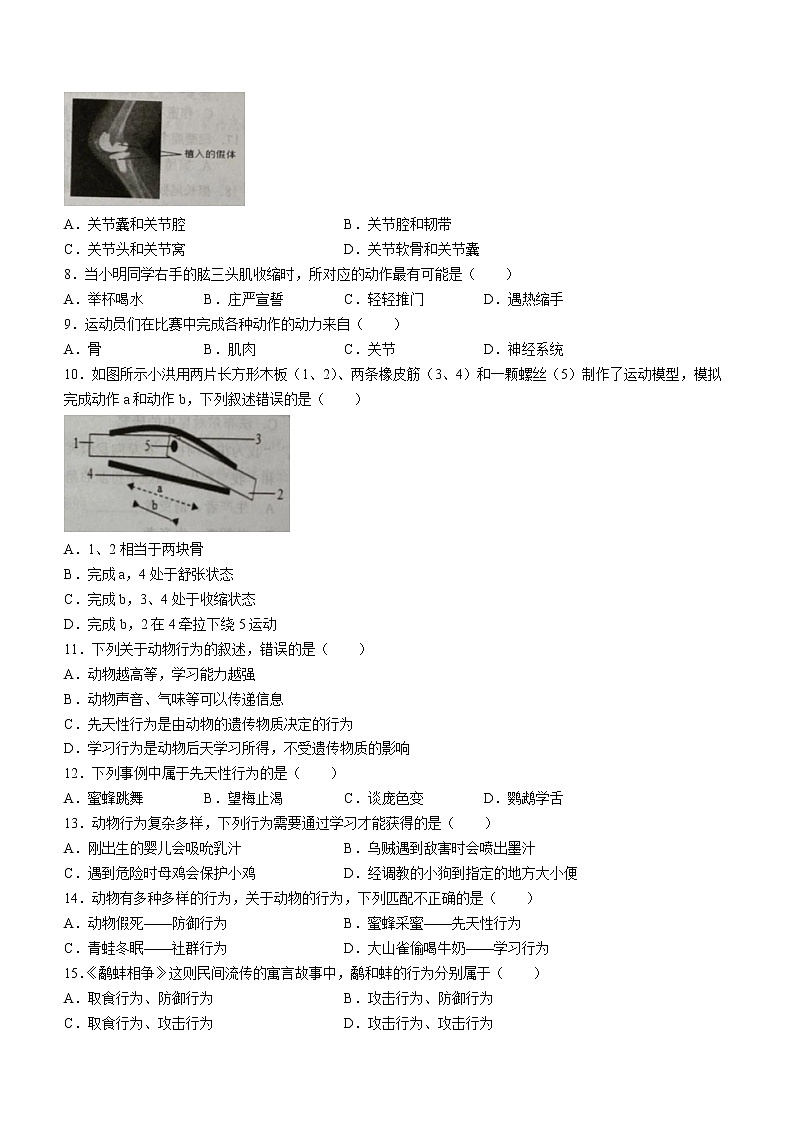 广东省揭阳市揭东区2022-2023学年八年级上学期期中生物试题(含答案)第2页