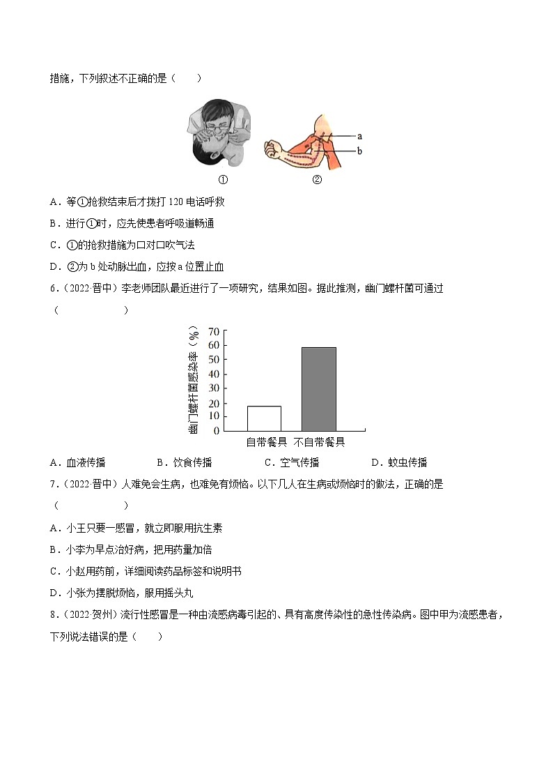 2020-2022年全国中考生物3年真题汇编 专题13 健康地生活（学生卷+教师卷）02