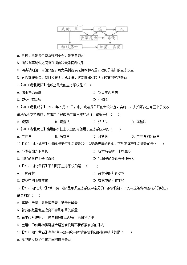 专题01 生物与环境-三年（2020-2022）中考生物真题分项汇编（湖北专用）（原卷版）第2页