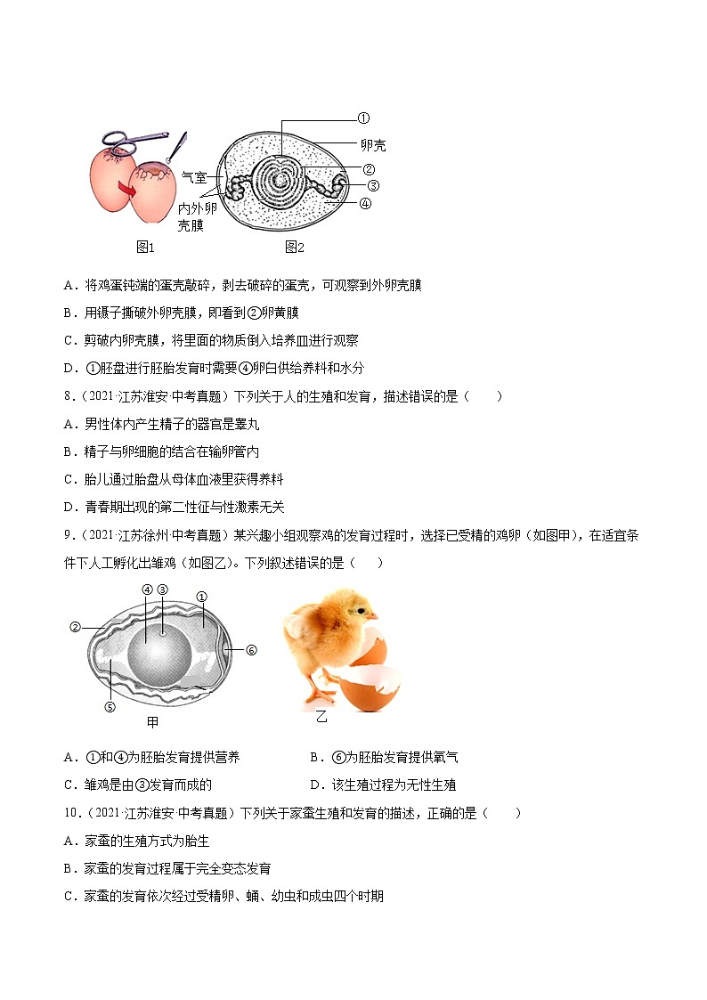 专题11 生物的生殖和发育-三年（2020-2022）中考生物真题分项汇编（江苏专用）（原卷版）第2页