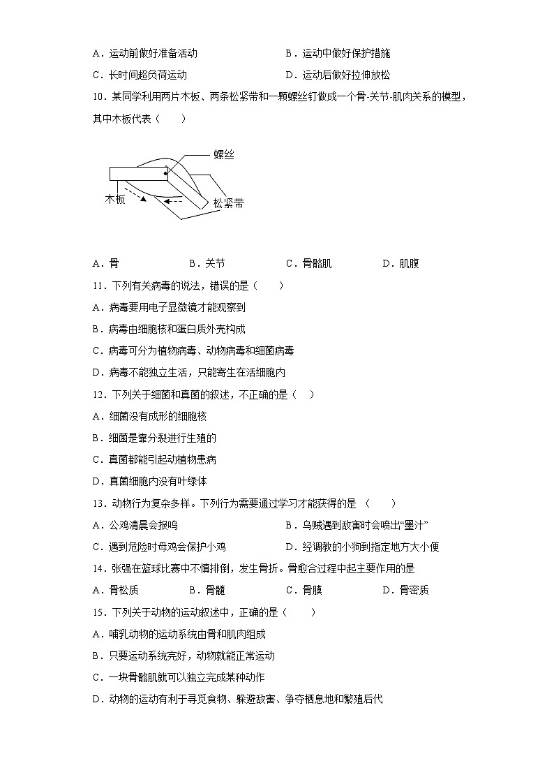广西河池市宜州区2022-2023学年八年级上学期期中生物试题(含答案)02