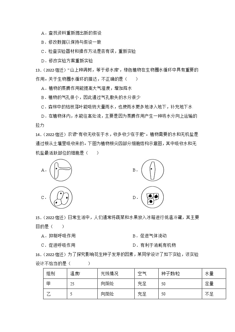 专题3 生物圈中的绿色植物 2023年中考生物一轮复习专题练习（江苏专用）第3页