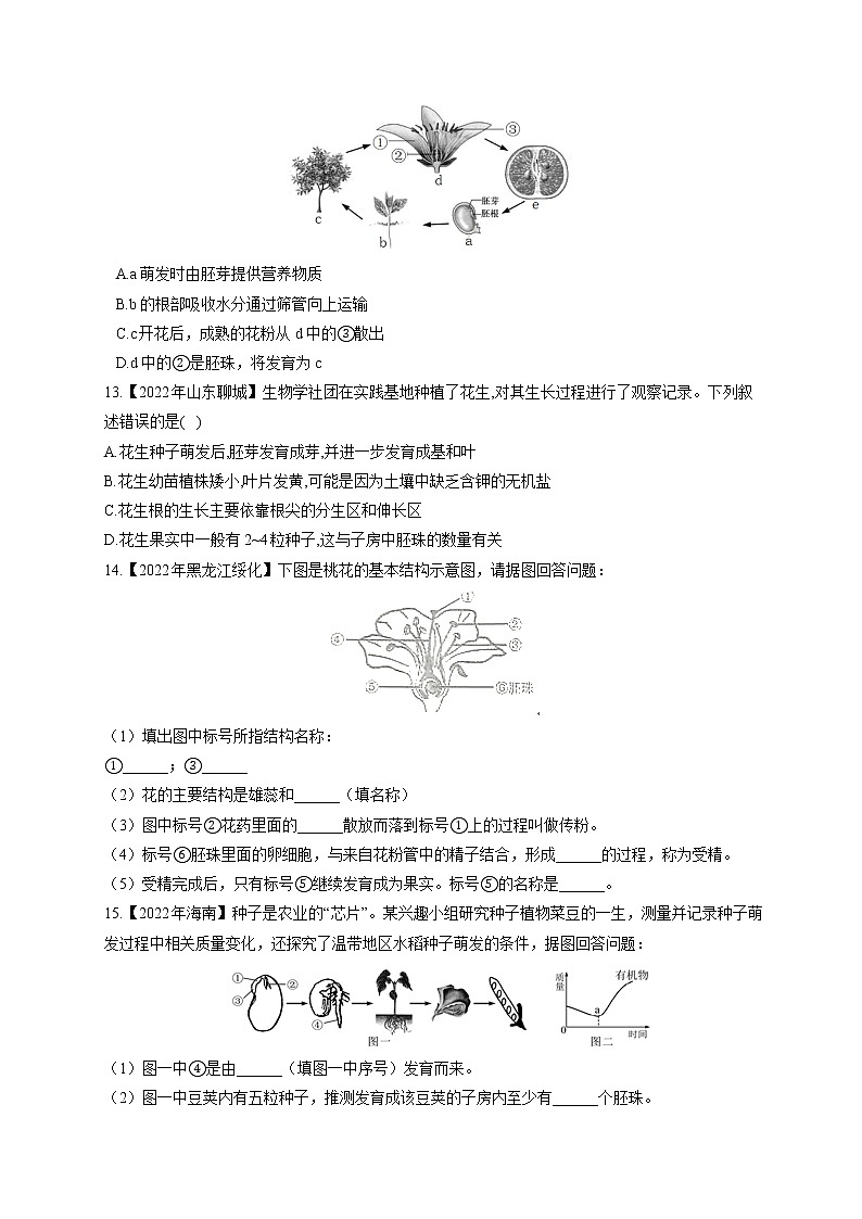 （3）绿色开花植物的一生——2022年中考生物真题专项汇编第3页