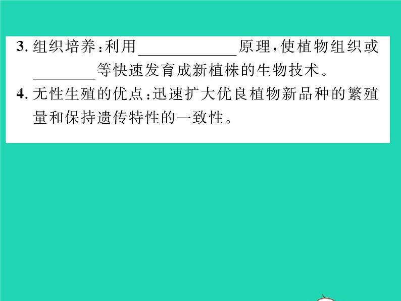 2022八年级生物下册第七单元生物圈中生命的延续和发展第一章生物的生殖和发育第一节植物的生殖习题课件新版新人教版07