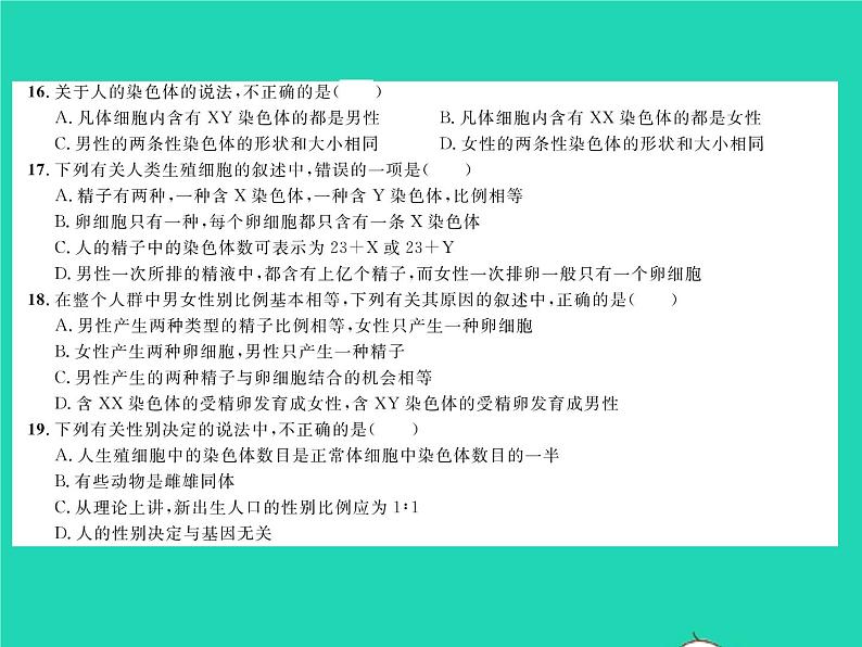 2022八年级生物下册第七单元生物圈中生命的延续和发展第二章生物的遗传与变异综合检测习题课件新版新人教版第5页