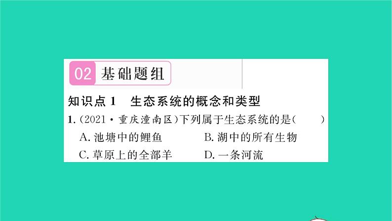 2022—2023学年度新版生物北师大版八年级下册第8单元生物与环境第23章生态系统及其稳定性第2节生态系统概述习题课件05