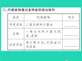 2022七年级生物下册第11章人体代谢废物的排出第1节人体产生的代谢废物习题课件新版北师大版