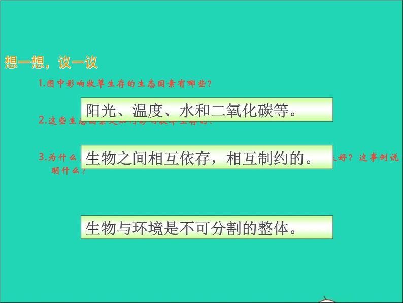 2022七年级生物上册第一单元生物和生物圈第二章了解生物圈第二节生物与环境组成生态系统教学课件新版新人教版第3页