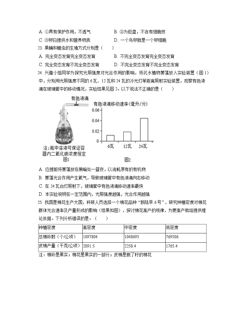 2021-2022学年福建省莆田市八年级（上）期末生物试卷（含答案解析）03
