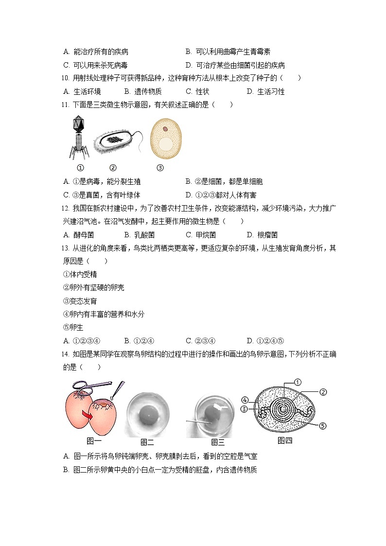 2021-2022学年福建省泉州市科技中学等八校八年级（上）期末生物试卷（含答案解析）02