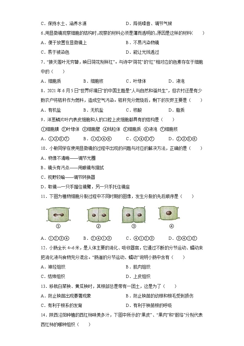 吉林省吉林市船营区大学区联考2022-2023学年七年级上学期期中生物试题(含答案)02