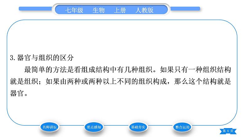 人教版七年级生物上第二单元生物体的结构层次第二章细胞怎样构成生物体第二节动物体的结构层次习题课件05