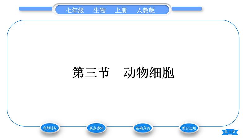 人教版七年级生物上第二单元生物体的结构层次第一章细胞是生命活动的基本单位第三节动物细胞习题课件第1页