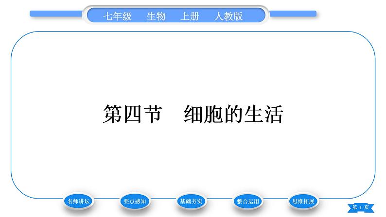 人教版七年级生物上第二单元生物体的结构层次第一章细胞是生命活动的基本单位第四节细胞的生活习题课件01