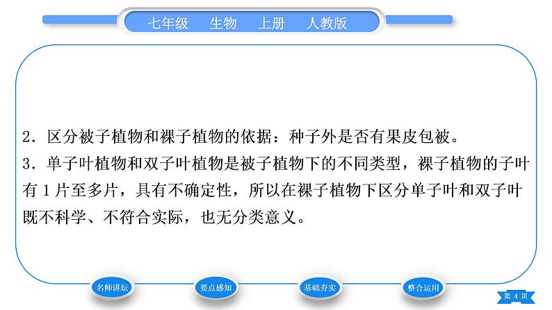 人教版七年级生物上第三单元生物圈中的绿色植物第一章生物圈中有哪些绿色植物第二节种子植物习题课件第4页