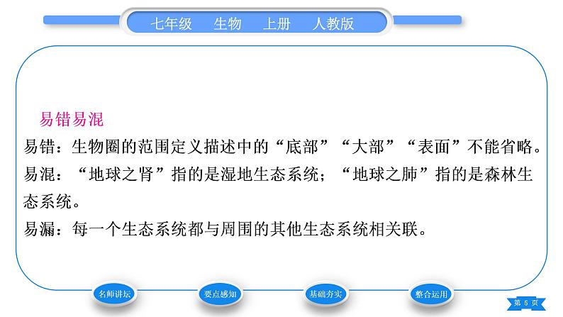 人教版七年级生物上第一单元生物和生物圈第二章了解生物圈第三节生物圈是最大的生态系统习题课件第5页