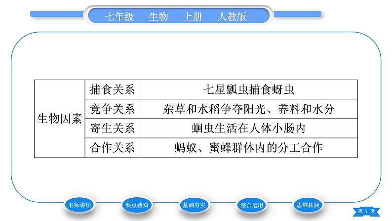 人教版七年级生物上第一单元生物和生物圈第二章了解生物圈第一节生物与环境的关系习题课件第7页