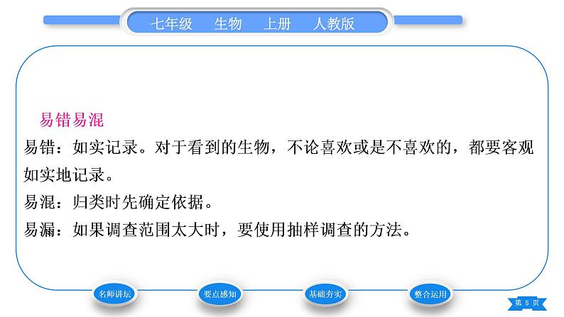 人教版七年级生物上第一单元生物和生物圈第一章认识生物第二节调查周边环境中的生物习题课件05