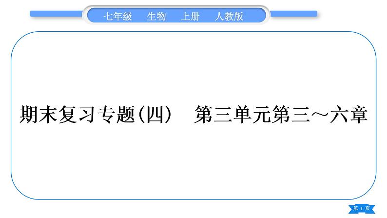 人教版七年级生物上期末复习专题(四)第三单元第三～六章习题课件01