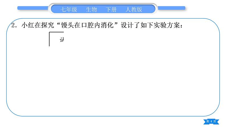 人教版七年级生物下实验探究题专项训练习题课件04