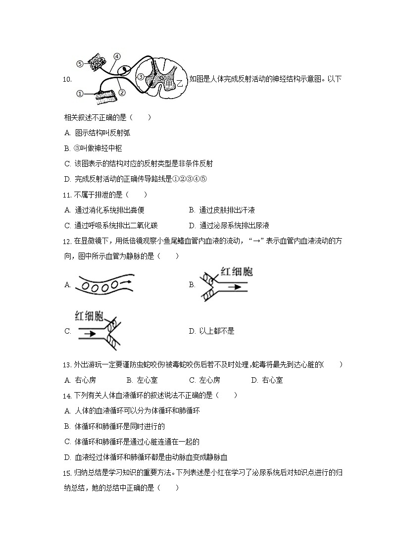 江苏省连云港市赣榆区实验中学2022-2023学年八年级上学期第一次学情检测生物试卷(含答案)03