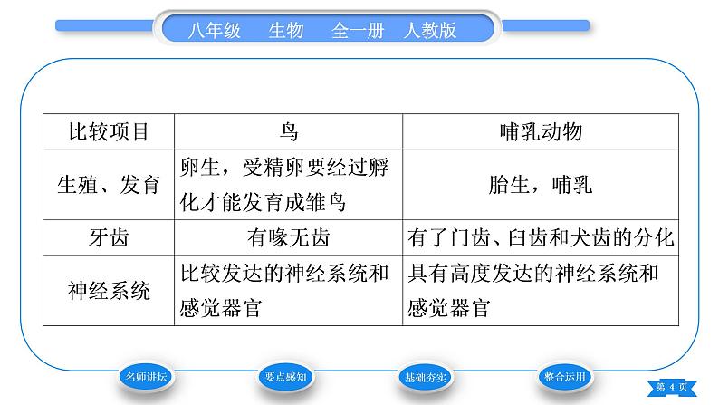 人教版八年级生物上第五单元生物圈中的其他生物第一章动物的主要类群第七节哺乳动物习题课件第4页