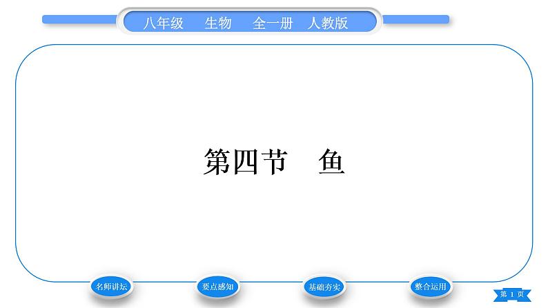 人教版八年级生物上第五单元生物圈中的其他生物第一章动物的主要类群第四节鱼习题课件01