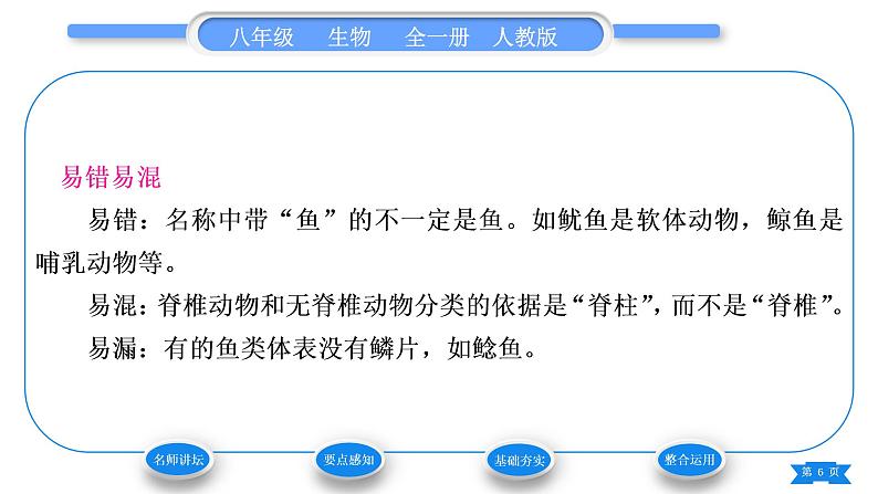 人教版八年级生物上第五单元生物圈中的其他生物第一章动物的主要类群第四节鱼习题课件06