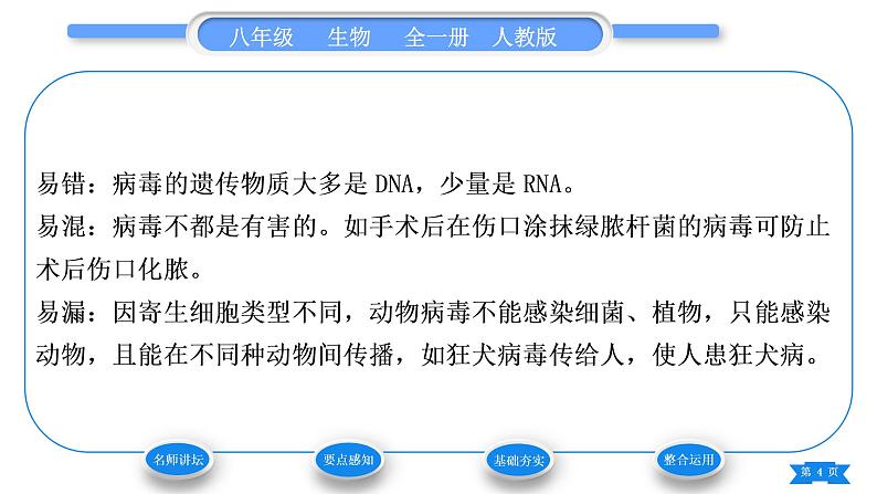 人教版八年级生物上第五单元生物圈中的其他生物第五章病毒习题课件第4页