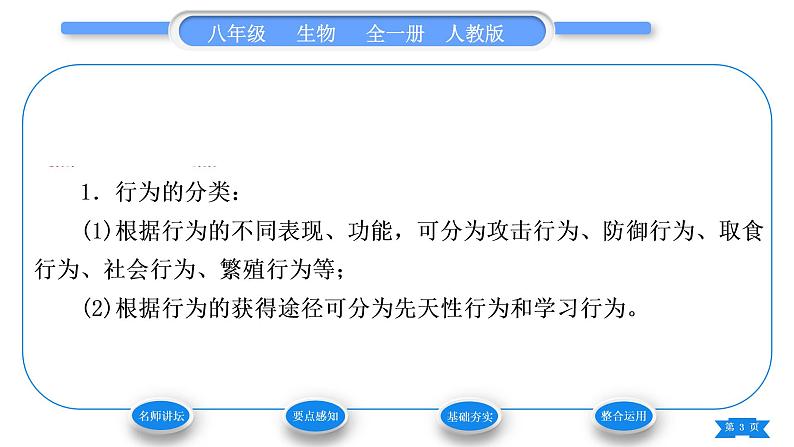 人教版八年级生物上第五单元生物圈中的其他生物第二章动物的运动和行为第二节先天性行为和学习行为习题课件03