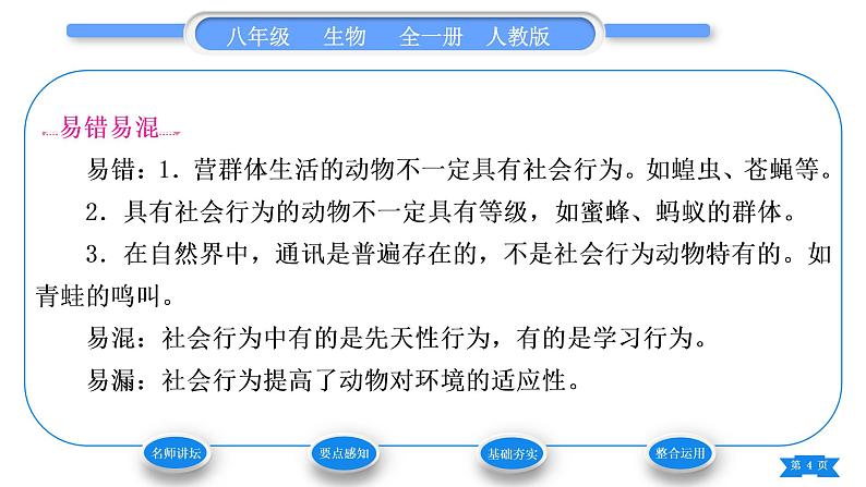 人教版八年级生物上第五单元生物圈中的其他生物第二章动物的运动和行为第三节社会行为习题课件04