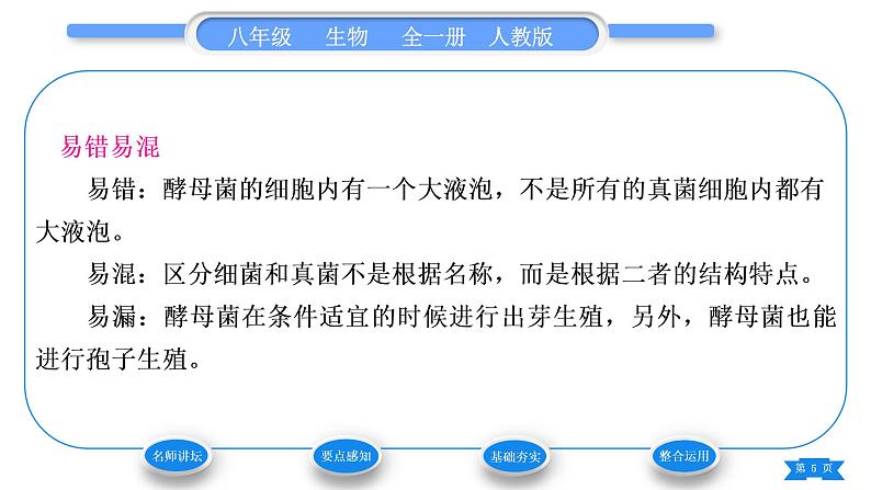 人教版八年级生物上第五单元生物圈中的其他生物第四章细菌和真菌第三节真菌习题课件05
