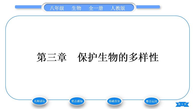 人教版八年级生物上第六单元生物的多样性及其保护第三章保护生物的多样性习题课件01