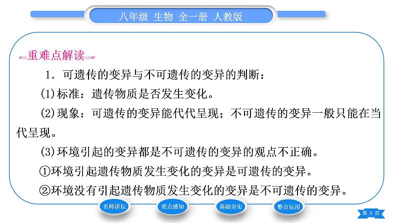 人教版八年级生物下第七单元生物圈中生命的延续和发展第二章生物的遗传与变异第五节生物的变异习题课件03