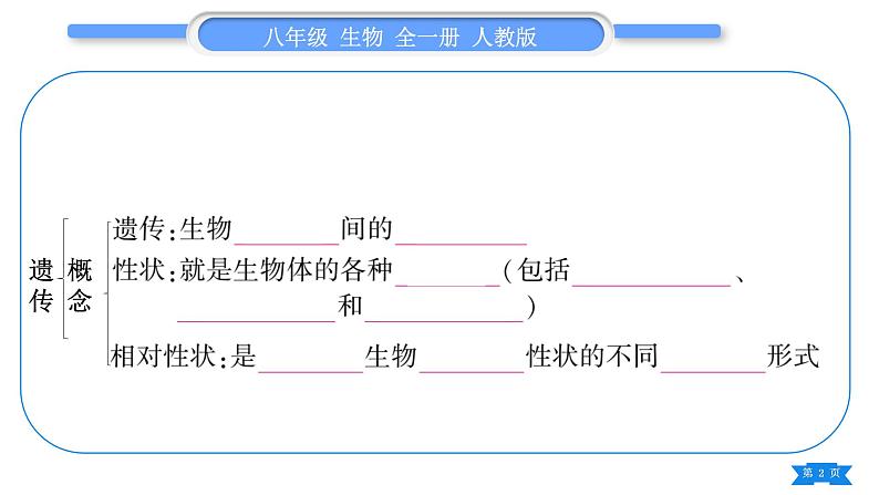 人教版八年级生物下第七单元生物圈中生命的延续和发展第二章生物的遗传与变异复习与提升习题课件第2页