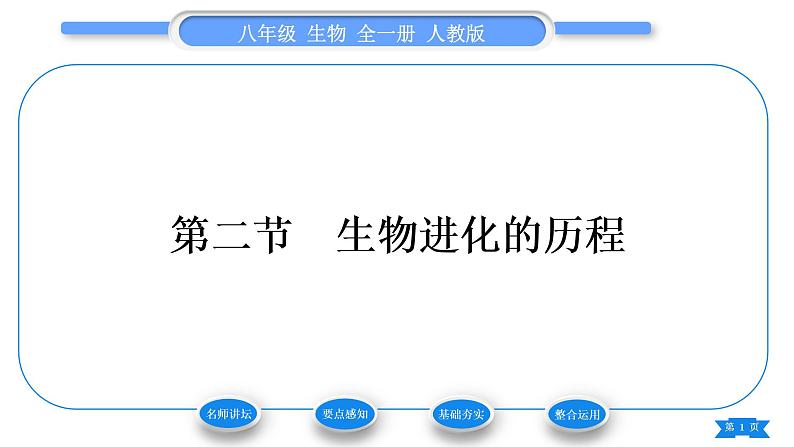 人教版八年级生物下第七单元生物圈中生命的延续和发展第三章生命起源和生物进化第二节生物进化的历程习题课件第1页