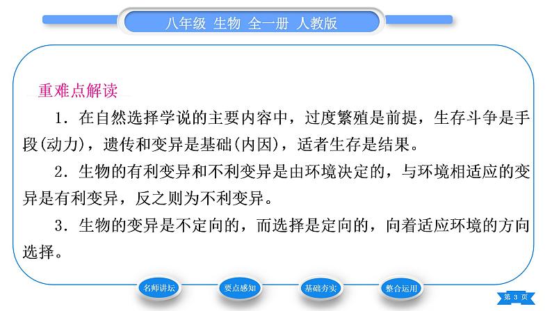 人教版八年级生物下第七单元生物圈中生命的延续和发展第三章生命起源和生物进化第三节生物进化的原因习题课件第3页