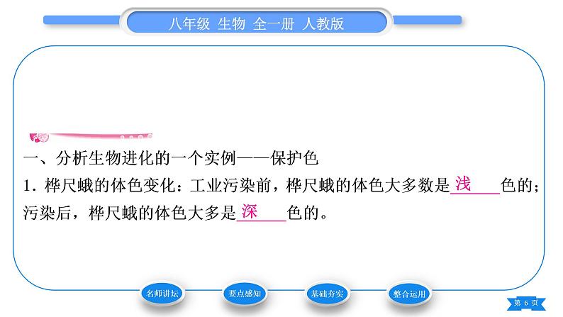 人教版八年级生物下第七单元生物圈中生命的延续和发展第三章生命起源和生物进化第三节生物进化的原因习题课件第6页