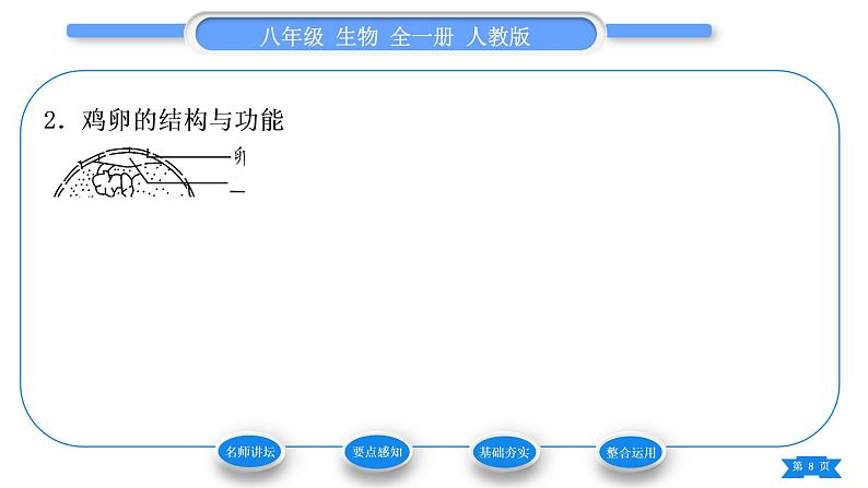 人教版八年级生物下第七单元生物圈中生命的延续和发展第一章生物的生殖和发育第四节鸟的生殖和发育习题课件第8页