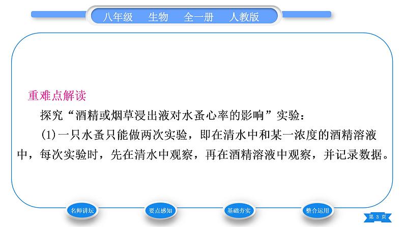 人教版八年级生物下第八单元健康地生活第三章了解自已增进健康第二节选择健康的生活方式习题课件03